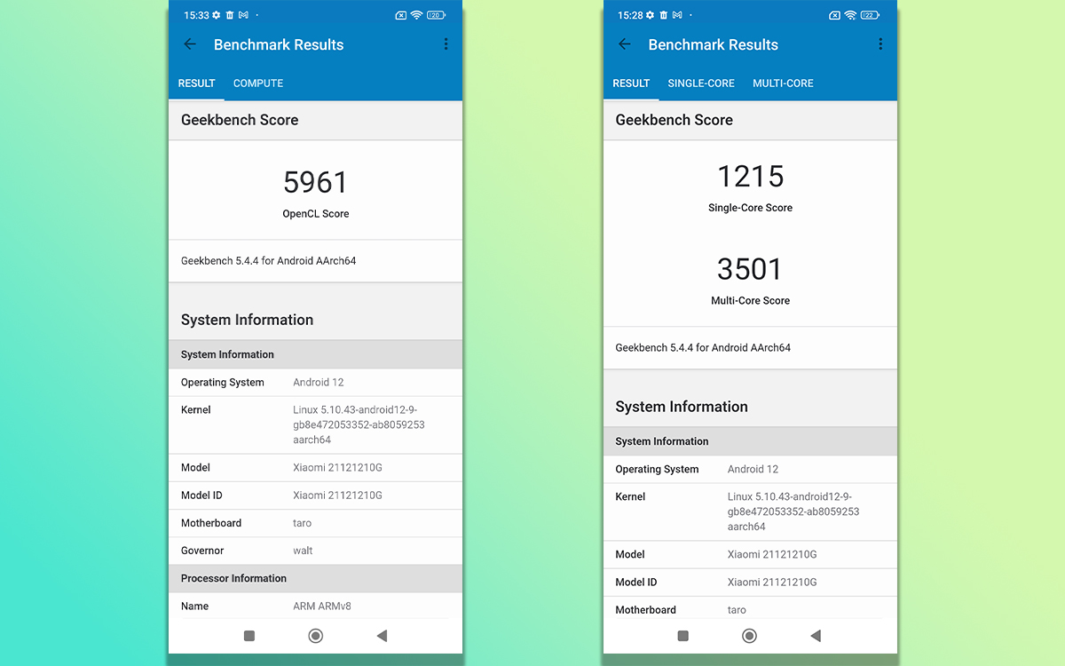 Xiaomi Poco F4 GT Benchmark Geekbench